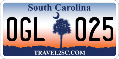 SC license plate OGL025