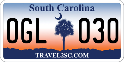 SC license plate OGL030