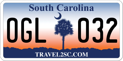 SC license plate OGL032