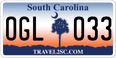 SC license plate OGL033