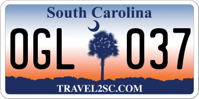 SC license plate OGL037