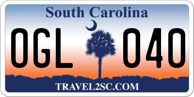 SC license plate OGL040