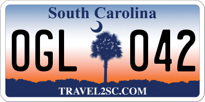 SC license plate OGL042