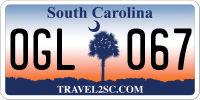 SC license plate OGL067