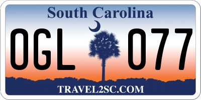 SC license plate OGL077