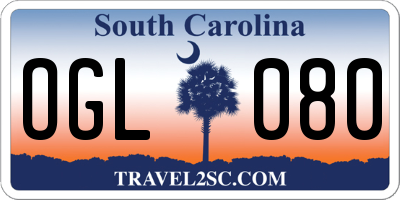 SC license plate OGL080