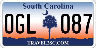 SC license plate OGL087