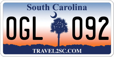 SC license plate OGL092