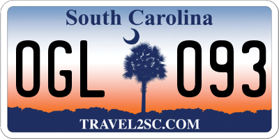 SC license plate OGL093