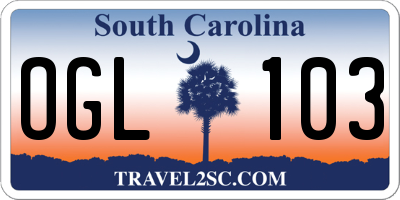 SC license plate OGL103
