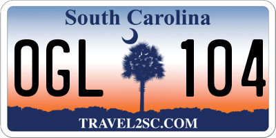 SC license plate OGL104