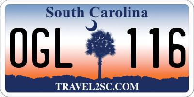 SC license plate OGL116