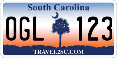 SC license plate OGL123