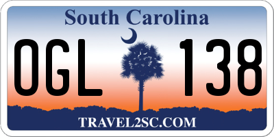 SC license plate OGL138