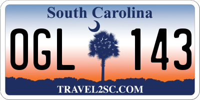 SC license plate OGL143