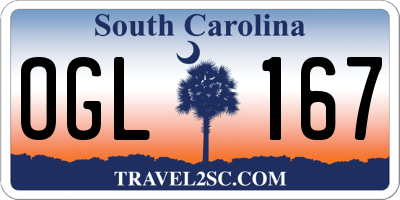 SC license plate OGL167