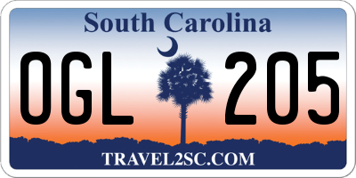 SC license plate OGL205