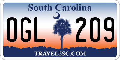 SC license plate OGL209