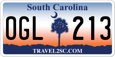 SC license plate OGL213