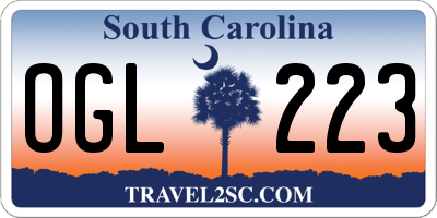 SC license plate OGL223