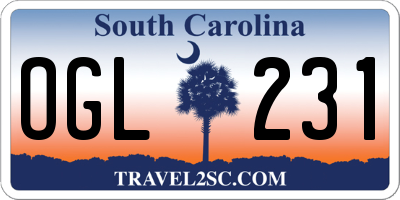 SC license plate OGL231