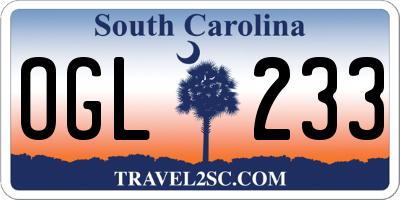 SC license plate OGL233