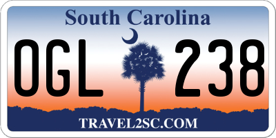 SC license plate OGL238