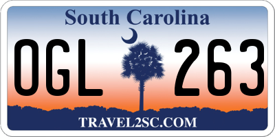 SC license plate OGL263