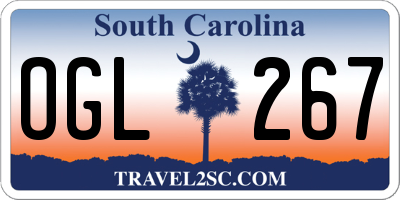 SC license plate OGL267