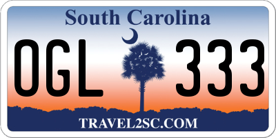SC license plate OGL333