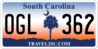 SC license plate OGL362