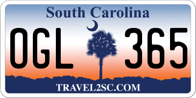 SC license plate OGL365