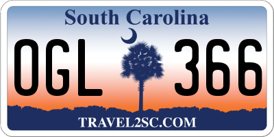 SC license plate OGL366