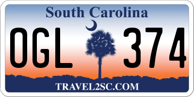 SC license plate OGL374