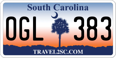 SC license plate OGL383