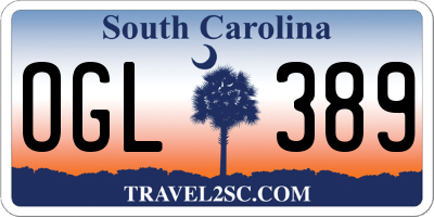SC license plate OGL389