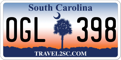 SC license plate OGL398