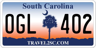 SC license plate OGL402