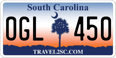 SC license plate OGL450
