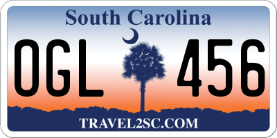 SC license plate OGL456