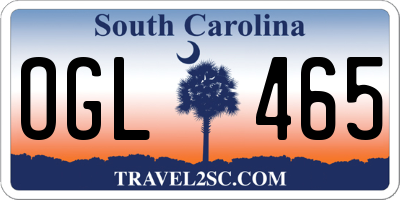 SC license plate OGL465