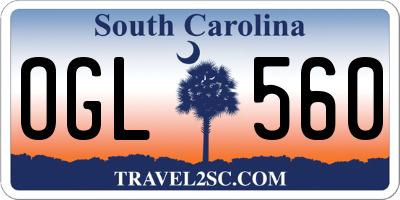 SC license plate OGL560