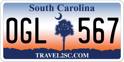 SC license plate OGL567