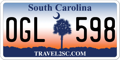 SC license plate OGL598