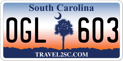 SC license plate OGL603