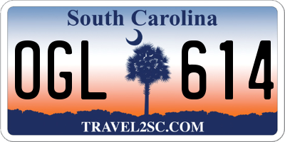 SC license plate OGL614