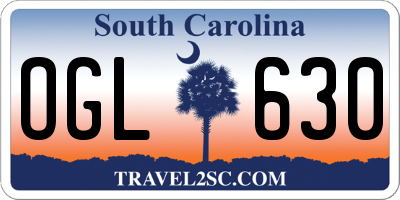 SC license plate OGL630