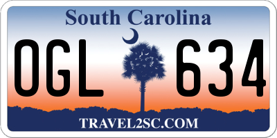 SC license plate OGL634