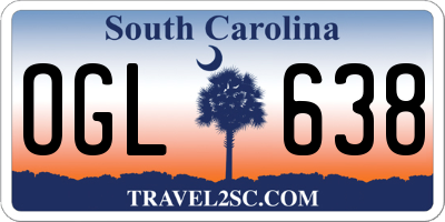 SC license plate OGL638