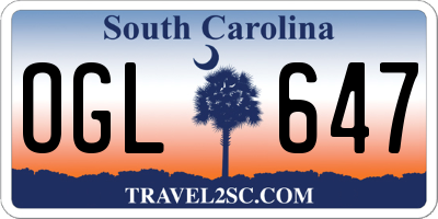 SC license plate OGL647